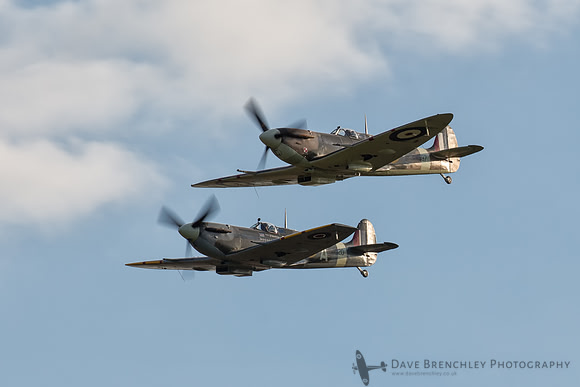 EP120 with fellow Spitfire V BM597, Duxford, September 2015